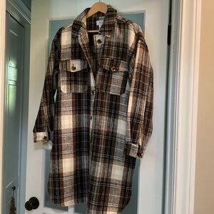 Long plaid shacket